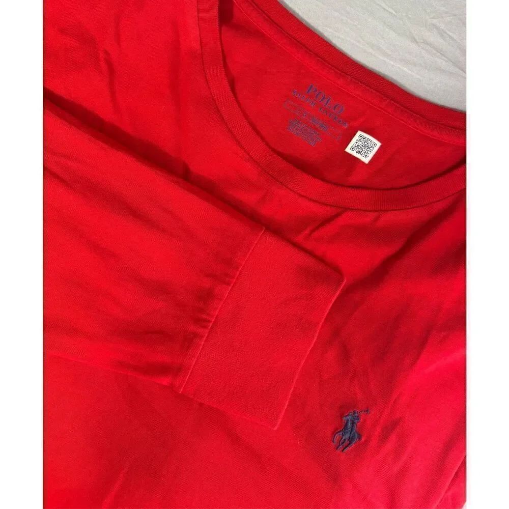Polo Ralph Lauren Long Sleeve Shirt Men's Extra Large Large Red Crewneck Preppy